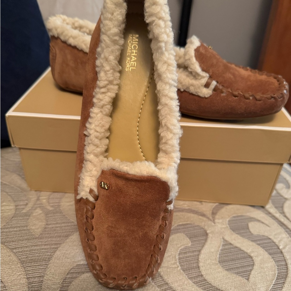 Michael Kors Luggage Suede Moccasins